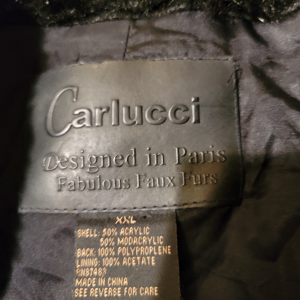 Black faux fur coat